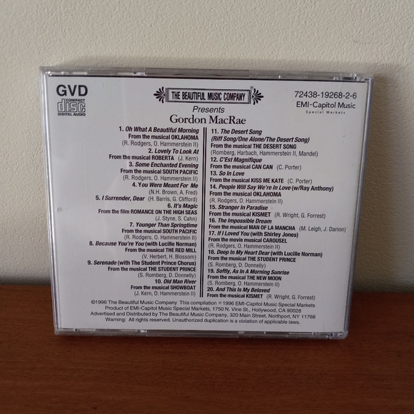 The Beautiful Music Co. Presents Gordon MacRae Musical Compilation CD - Picture 2 of 3